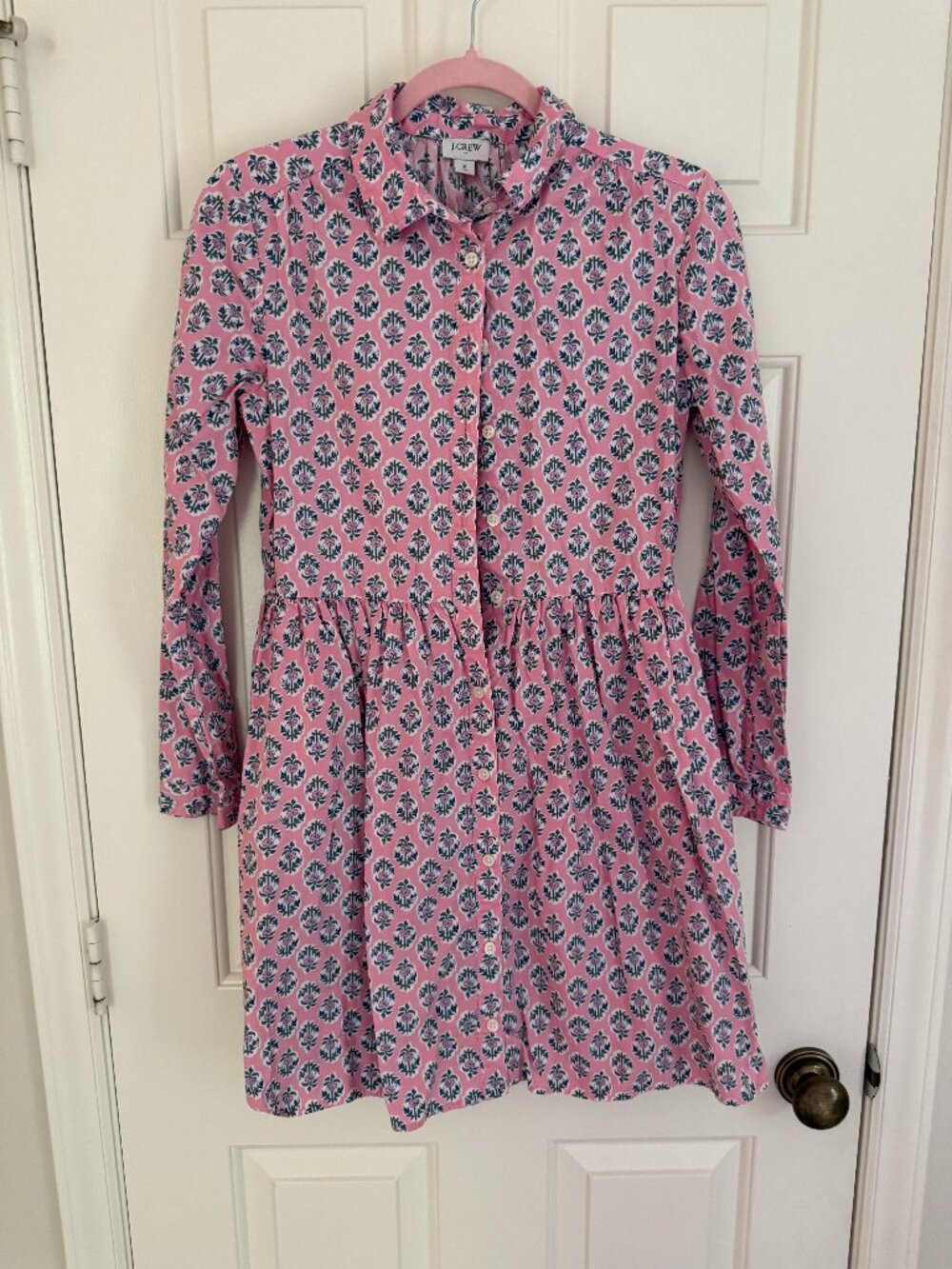 J.Crew Factory pink print shirt dress size 2
